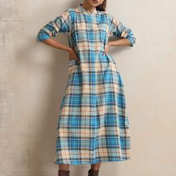 trueBrowns Checked Woollen A-Line Midi Dress-18