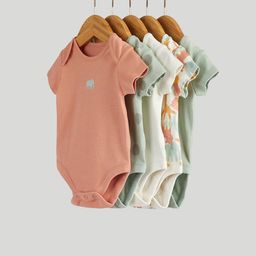 mothercare Unisex Infants Pack Of 5 Printed Pure Cotton Bodysuits-image-34
