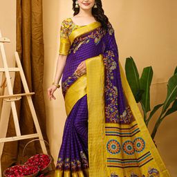 DIVASTRI Ethnic Motifs Printed Zari Banarasi Saree-27