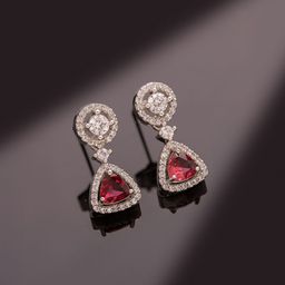 Voylla Sparkling Elegance Ruby Glimmer American Diamond Contemporary Drop Earrings-image-50