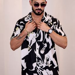 Eszett Phantom Abstract Printed Spread Collar Shirt-picture-11