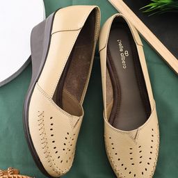 pelle albero Leather Work Wedge Sandals with Laser Cuts-41