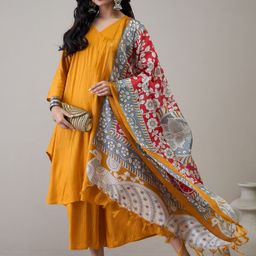 InWeave Women Striped Empire Kurta with Palazzos & With Dupatta-54