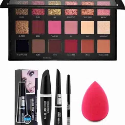 Eyeshadow With 3 in 1 Mascara,sponge puff-image-57