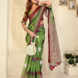 MORDEN MUSE Ethnic Motifs Printed Saree With Blouse Piece-picture-28