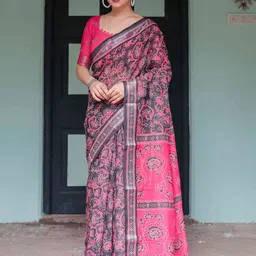 SGF11 Women Floral Pure Linen Saree-picture-16