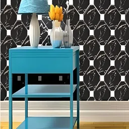 INDIAN ROYALS Black & White Marble Design Printed Self-Adhesive & Durable Wall Sticker-image-91