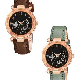 CSAMON Pack Of 2 Women Dial & Straps Analogue Watches GR379RG BIRD BRO Vel GRE L-image-46