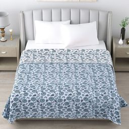 ZAHYA White & Blue Floral Mild Winter 150 GSM Single Bed Dohar-image-48
