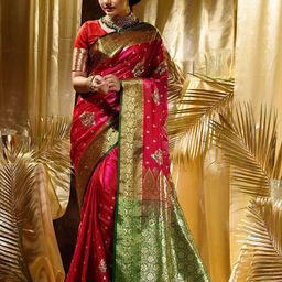 KALINI Woven Design Zari Silk Blend Banarasi Saree-picture-29