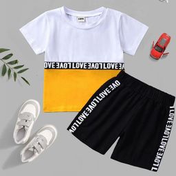 Lofn Unisex Kids Colourblocked T-shirt with Shorts-image-100