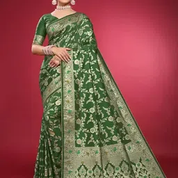 Florence Woven Design Pure Silk Fusion Saree-image-53