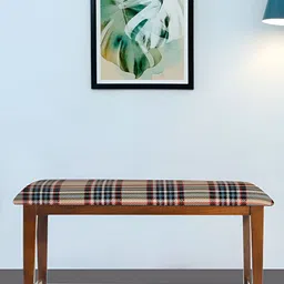 GLOBALLY INDIAN Blue & Beige Printed Wooden Cushioned Seat Bench-33