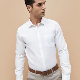 CODE by Lifestyle Men Slim Fit Spread Collar Solid Cotton Formal Shirt-image-98