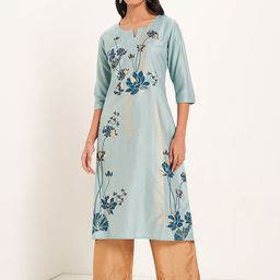 RANGMANCH BY PANTALOONS Floral Printed Notch Neck Straight Kurtas-image-49