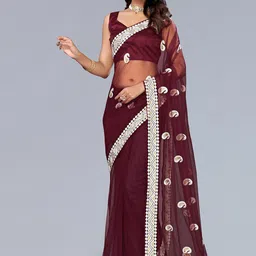 DIVASTRI Paisley Embroidered Net Saree-picture-48