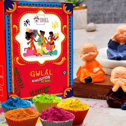 CraftVatika 9-Pcs Monk Buddha & Gulal Colors For Holi-image-19
