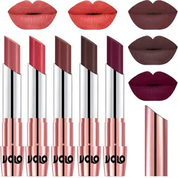 VOLO Set Of 5 Creme Matte Lipstick-3.5g Each-Light Peach- Peach- Coffee- Chocolate- Wine-image-76