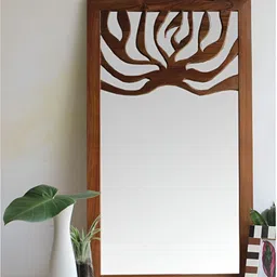 FREEDOM TREE Freedom Tree Brown Rectangle Shaped Wood & Lightweight Glass Wall Mirror-32