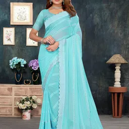 Moda Rapido Striped Beads and Stones Saree-image-42