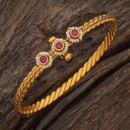 Kushal's Fashion Jewellery Gold-Plated Antique Bangle-48