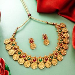 Rujve Jewellery Gold Plated Stones Studded Jewellery Set-image-11