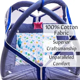 kiraday Cotton Infants Washable Baby Play Gym wit Mosquito Net, Bedding Set for New Born Babies 17 Mosquito Net image 4