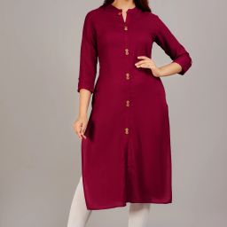 Women Solid Viscose Rayon Straight Kurta-image-115