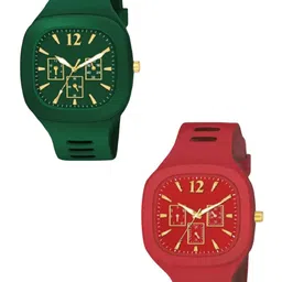 Hala Men Pack of 2 Solid Square Tang Regular Analogue Watches-51