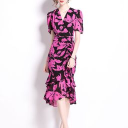 JC Collection Floral Printed Midi Ruffles Dress-image-31