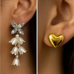 ISHTAARA Gold-Plated Artificial Stones and Beads Stainless Steel Earrings-picture-22
