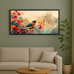 999Store Peach-Coloured & Beige 1 Piece Canvas Other Wall Paintings-12