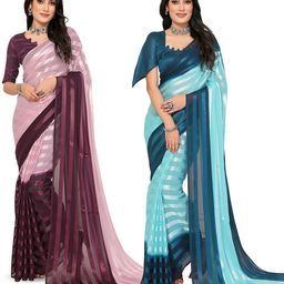 Moda Rapido Pack Of-2 Striped Satin Saree-image-82