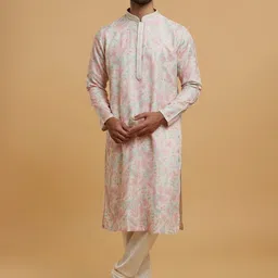 Twamev Elegance Floral Embroidered Mandarin Collar Thread Work Straight Kurta & Churidar-image-23