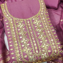 kalini Blue Barbari Silk Embroidery Work Unstitched Dress Material-picture-9