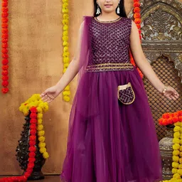 Sangria Girls Purple Net Lehenga Choli-picture-38