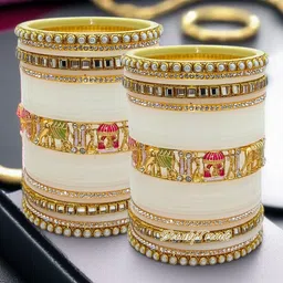 BeautyTrends Set Of 58 Gold-Plated Kundan-Studded Bangles-55