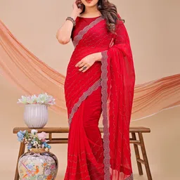 Leelavati Embellished Beads and Stones Pure Chiffon Saree-33