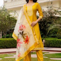KALINI Women Floral Embroidered Kurta with Trousers & Dupatta-image-63