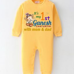 BLUSHES Infants Ganesh Chaturthi Printed Pure Cotton Round Neck Romper-image-22