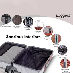 Luggero Set Of 3 Brown Printed 360-Degree Wheeling Suitcase Bag image 2