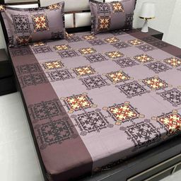 Pure Decor Brown & Yellow Ethnic Motifs 220 TC Queen Bedsheet with 2 Pillow Covers-image-72