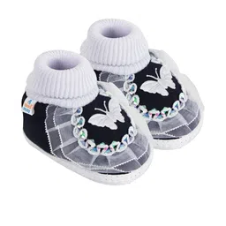 NESKA MODA Kids-Unisex Black Cotton Booties-picture-40