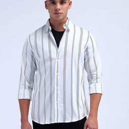 Flying Machine Men Modern Slim Fit Opaque Striped Casual Shirt-image-93