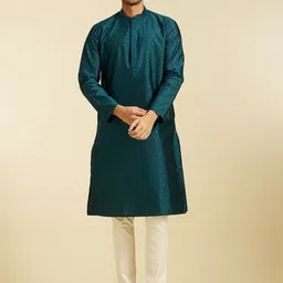 Diwas by Manyavar Ethnic Motifs Embroidered Mandarin Collar Thread Work Straight Kurta-image-91