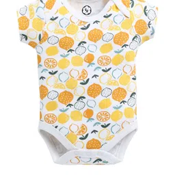 THE COTTON BABY Kids Pure Cotton White & Yellow Printed Rompers-picture-27