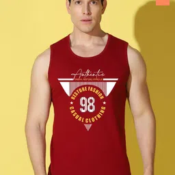 WOOSTRO Pack Of 2 Printed Cotton Gym Vests VWS26(98 MAROON)(HARD ORANGE)-image-46