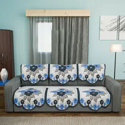 Kuber Industries White & Grey Printed Cotton Sofa Cover-image-75