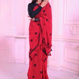 Ruuprekha Polka Dot Printed Pure Cotton Saree-15