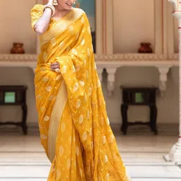 Sita Yellow Silk Blend Woven Design Sarees-picture-33